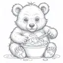 baby bear eating honey tattoo design idea