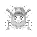 A carpenter's tools forming a pixelated video game character tattoo design idea