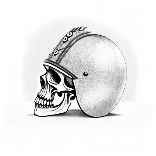 a bearded skull wearing a morion spanish helmet side view tattoo design idea