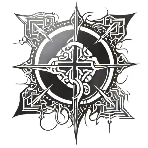 cross cyber sigilism style tattoo tattoo design idea
