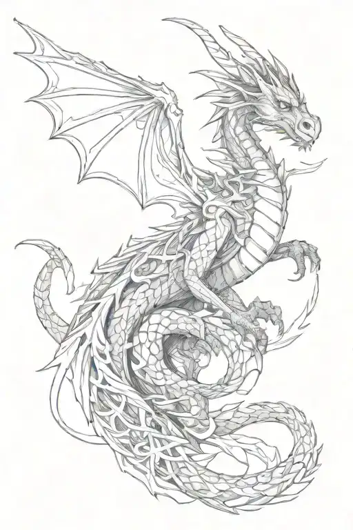  Gothic dragon wrapped together tattoo design idea