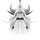 A minimalist silhouette of Gandalf the Grey with his staff and the quote 'All we have to decide is what to do with the time that is given us' tattoo design idea