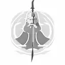 A minimalist silhouette of Gandalf the Grey with his staff and the quote 'All we have to decide is what to do with the time that is given us' tattoo design idea