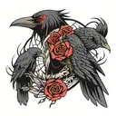 black crows and itachi on right shoulder sleeve  tattoo design idea