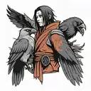 black crows and itachi on right shoulder sleeve  tattoo design idea