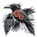 black crows and itachi on right shoulder sleeve  tattoo design idea