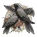 black crows and itachi on right shoulder sleeve  tattoo design idea