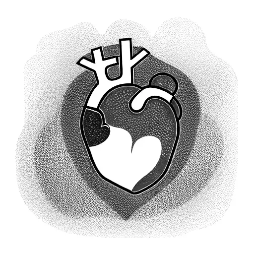 concept af a tatoo for man background: realistic human heart with aorta, red and blue - like in students' books profile  tattoo design idea