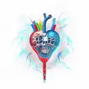 concept af a tatoo for man background: realistic human heart with aorta, red and blue - like in students' books profile  tattoo design idea
