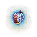 concept af a tatoo for man background: realistic human heart with aorta, red and blue - like in students' books profile  tattoo design idea