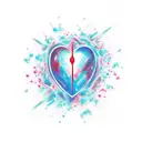 concept af a tatoo for man background: realistic human heart with aorta, red and blue - like in students' books profile  tattoo design idea