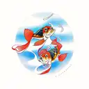 2 small goldfish swim in circle  tattoo design idea