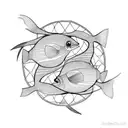 2 fish swim in circle  tattoo design idea