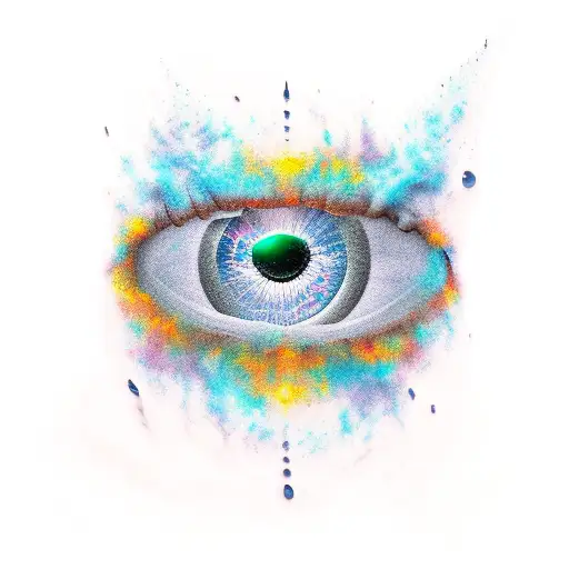 third eye covered with rain clouds  tattoo design idea