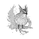 wren in a willow tree tattoo design idea