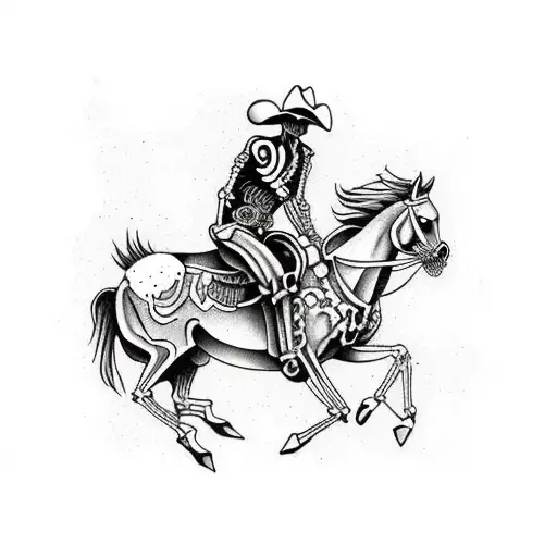 skeleton cowboy riding horse  tattoo design idea