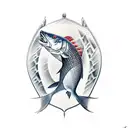 Greenlandic halibut, Cod fish, Red fish, Opilio crap swimming tattoo design idea