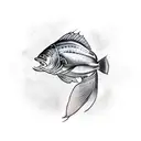 Greenlandic halibut, Cod fish, Red fish, Opilio crap swimming tattoo design idea