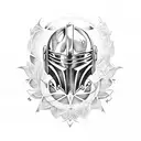 Skyrim logo and mandolorian logo with a sunflower in the center tattoo design idea