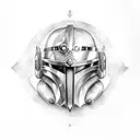 Skyrim logo and mandolorian logo with a sunflower in the center tattoo design idea