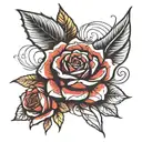 mandela style mixed with a realistic rose. black with rose in deep red tattoo design idea