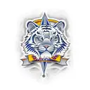 Detroit Tigers Tattoo that incorporates Detroit Skyline  tattoo design idea