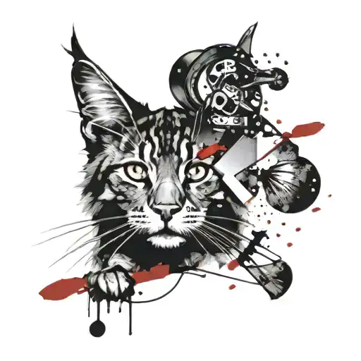 main coon cat head tattoo design idea