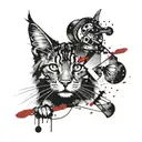 main coon cat head tattoo design idea