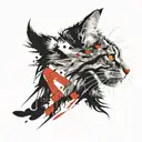 main coon cat head tattoo design idea