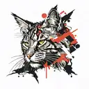 main coon cat head tattoo design idea