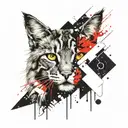 main coon cat head tattoo design idea