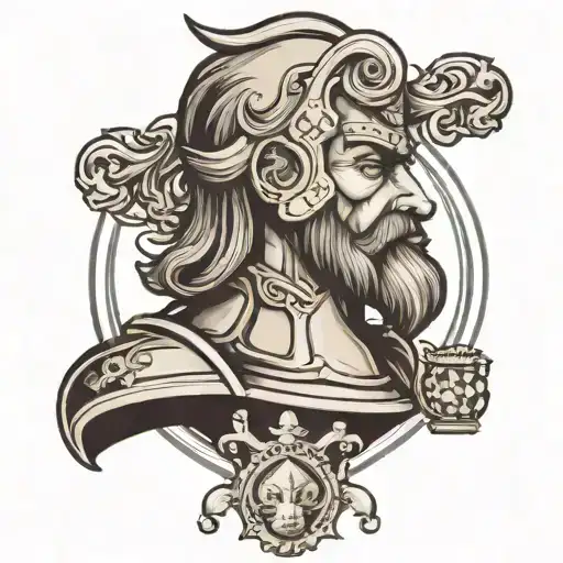 chess piece, knight, with beard tattoo design idea