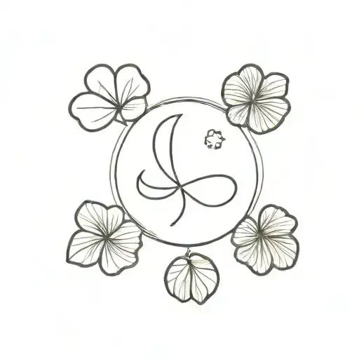 four leaf clover and moon tattoo design idea