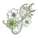 four leaf clover and crescent moon  tattoo design idea