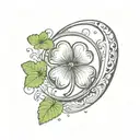 four leaf clover and crescent moon  tattoo design idea