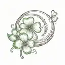 four leaf clover and crescent moon  tattoo design idea