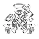 A unique tattoo design featuring a bow hunting scene with a hidden thor hammer motif, blending the client's interests in archery and vikings tattoo design idea