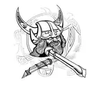 A unique tattoo design featuring a bow hunting scene with a hidden thor hammer motif, blending the client's interests in archery and vikings tattoo design idea