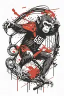 capuchin monkey swinging gracefully, words that read "Let Go Let God" tattoo design idea