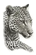 wise leopard in the shadow of the wind tattoo design idea