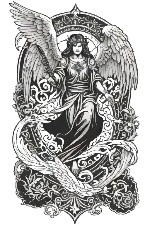 The six-winged seraphim angel tattoo design idea