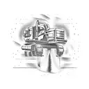 excavator, truck tattoo design idea