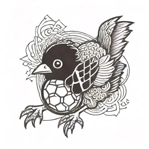 a little chick with a soccer ball tattoo design idea