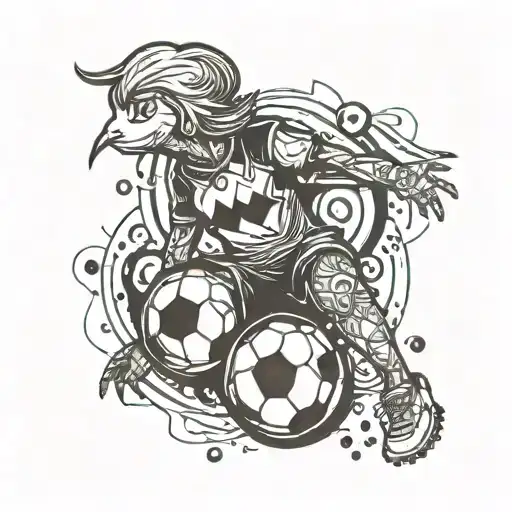 the whatsapp chick with a soccer ball tattoo design idea