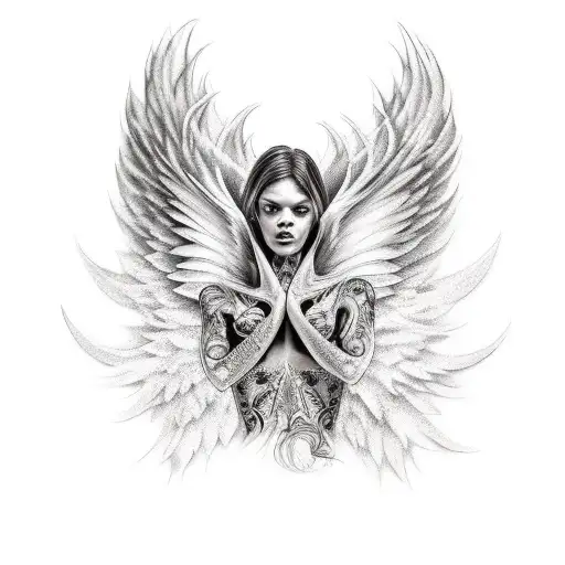 sad angel tattoo designs