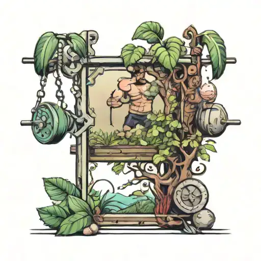 crossfit garden scene tattoo design idea