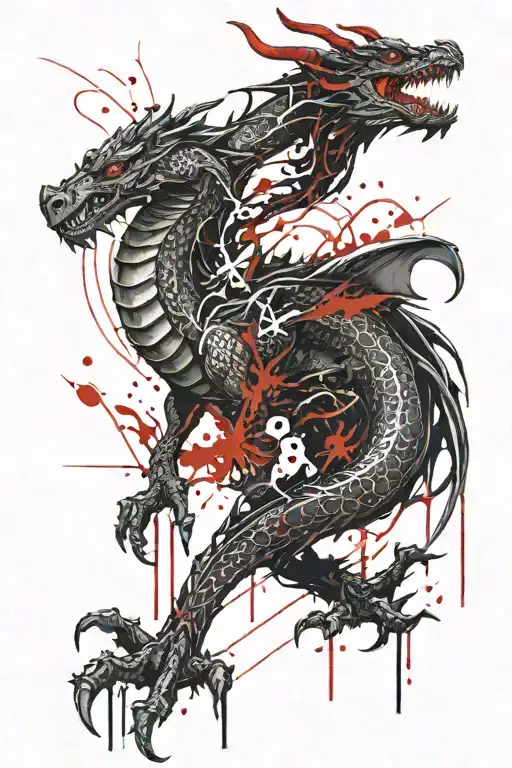 dragon , blood and wind tattoo design idea