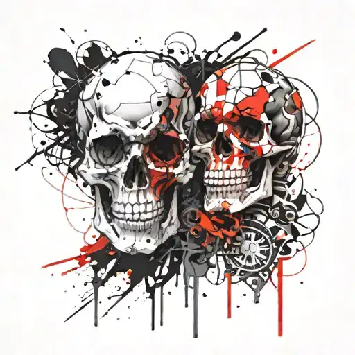2 skull tattoo design idea