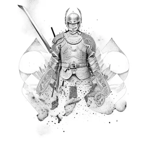 A man who killed himself and became a warrior tattoo design idea