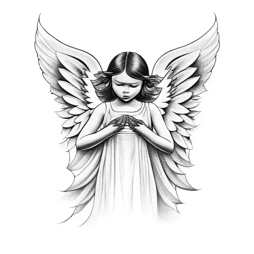 angel memorial daughter tattoo design idea